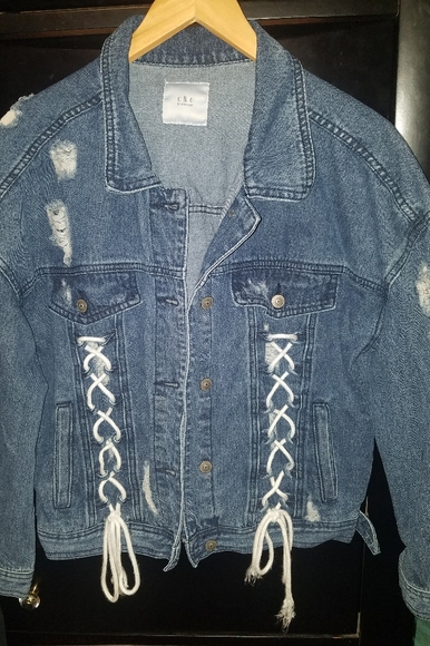 ON SALE! Lace up denim jacket - Picture 3 of 3
